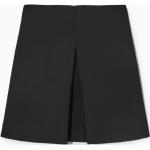 Schwarze COS Mini Nachhaltige Faltenröcke mit Reißverschluss aus Wolle für Damen Größe L 