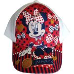 Minnie Maus Kappe Base Cap Mütze Sonnenhut mit Motiv Glitzer, Herzen, Schleifen für Kinder, Mädchen und Jungen (Weiß, 52)