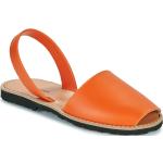 Orange Minorquines Avarcas aus Leder für Damen Größe 38 mit Absatzhöhe bis 3cm 