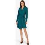 Smaragdgrüne Unifarbene Langärmelige Mint & Mia Midi V-Ausschnitt Midikleider & knielange Kleider aus Viskose für Damen 