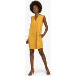 Reduzierte Gelbe Casual Mint & Mia Midi V-Ausschnitt Shirtkleider aus Leinen für Damen Größe M 
