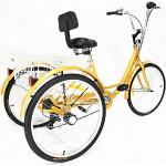 MINUS ONE Dreirad Für Erwachsene Erwachsenen Dreirad Fahrrad Mit 3 Rädern Seniorenrad Lastenfahrrad 24" 6-Gang-Schaltung Shimano (Gelb ohne Licht)