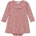 Reduzierte Pinke Blumenmuster Minymo Rundhals-Ausschnitt Kinderkragenkleider aus Baumwolle Größe 92 