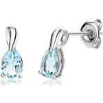 Hellblaue Miore Diamant Ohrringe aus Weißgold 9 Karat mit Aquamarin für Damen zum Muttertag 