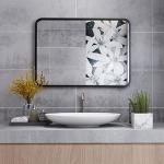 MIQU Badezimmerspiegel 70x50cm Badspiegel ohne Beleuchtung rechteckig Spiegel Schwarz Metallrahmen Wandspiegel für Badezimmer, Wohnzimmer, WC 500x700mm