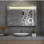 MIQU Badspiegel LED 120x80 cm Badezimmerspiegel mit Beleuchtung warmweiß/kaltweiß dimmbar Lichtspiegel Wandspiegel Touch + Vergrößerung + beschlagfrei rechteckig 80x120