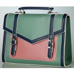 Mintgrüne Retro Messenger Bags & Kuriertaschen mit Reißverschluss aus Kunstleder für Damen 