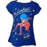 Reduzierte Hellgraue Kurzärmelige Miraculous – Geschichten von Ladybug und Cat Noir Rundhals-Ausschnitt Kinder T-Shirts aus Baumwolle für Mädchen Größe 110 