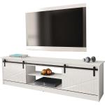 Weiße MIRJAN24 TV Schränke & Fernsehschränke aus MDF Breite 150-200cm, Höhe 50-100cm, Tiefe 0-50cm 