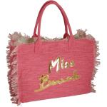 Fuchsiafarbene Strandtaschen & Badetaschen mit Meer-Motiv mit Reißverschluss aus Canvas für Damen 