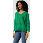 Grüne Oversize Miss Goodlife V-Ausschnitt Damensweatshirts aus Baumwolle Größe S 