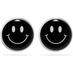 Schwarze Elegante Emoji Smiley Damenohrstecker aus Chirurgenstahl handgemacht zum Muttertag 