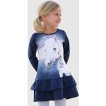Blaue Miss Melody Jerseykleider für Kinder mit Fransen aus Jersey Größe 146 