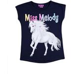 Dunkelblaue Miss Melody Kinder T-Shirts für Mädchen Größe 128 