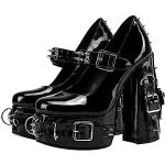 MissHeel Plateau Mary Janes mit Blockabsatz Damenschuhe Nieten High Heels Punk Gothic Lolita Stil Schwarz EU 40
