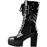 Schwarze Punk High Heel Stiefeletten & High Heel Boots für Damen Größe 44 