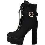 Schwarze High Heel Stiefeletten & High Heel Boots aus Leder für Damen Größe 44 