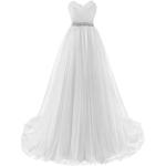 Reduzierte Weiße Elegante Maxi Schulterfreie Lange Abendkleider mit Rüschen aus Chiffon für Damen Größe S für die Braut 