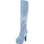Hellblaue High-Heel Stiefel mit Reißverschluss für Damen Größe 42 
