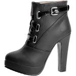 Schwarze High Heel Stiefeletten & High Heel Boots mit Schnalle für Damen Größe 40 