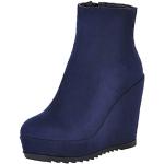 Blaue High Heel Stiefeletten & High Heel Boots mit Reißverschluss für Damen Größe 38 für den für den Herbst 