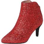 Rote High Heel Stiefeletten & High Heel Boots mit Glitzer mit Reißverschluss für Damen Größe 37 mit Absatzhöhe 5cm bis 7cm für den für den Winter 