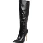 Schwarze Spitze Pfennigabsatz High-Heel Stiefel mit Reißverschluss für Damen Größe 43 mit Absatzhöhe über 9cm 
