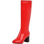Rote Lack-Optik High-Heel Stiefel mit Reißverschluss für Damen Größe 43 