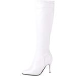 Weiße Spitze High-Heel Stiefel mit Reißverschluss für Damen Größe 41 mit Absatzhöhe 7cm bis 9cm 
