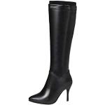 Schwarze Spitze High-Heel Stiefel mit Reißverschluss für Damen Größe 42 mit Absatzhöhe 7cm bis 9cm 