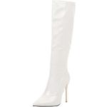 Weiße Lack-Optik Spitze High-Heel Stiefel mit Reißverschluss für Damen Größe 39 für den für den Winter 