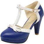 Blaue Vintage High Heels & Stiletto-Pumps mit Riemchen für Damen Größe 45 
