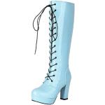 Blaue Lack-Optik High-Heel Stiefel mit Reißverschluss für Damen Größe 44 