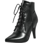 Schwarze Spitze Pfennigabsatz High Heel Stiefeletten & High Heel Boots für Damen Größe 44 