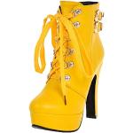 Gelbe High Heel Stiefeletten & High Heel Boots für Damen Größe 37 mit Absatzhöhe über 9cm 