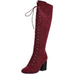 Bordeauxrote High-Heel Stiefel mit Reißverschluss für Damen Größe 41 für den für den Winter 
