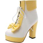 Gelbe High Heel Stiefeletten & High Heel Boots mit Schnürsenkel für Damen Größe 39 