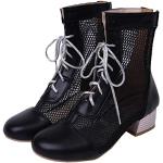 Schwarze Ankle Boots & Klassische Stiefeletten mit Schnürsenkel aus Mesh für Damen Größe 39 für den für den Sommer 