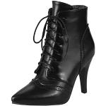 Schwarze Spitze High Heel Stiefeletten & High Heel Boots für Damen Größe 45 