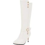 Weiße Spitze High-Heel Stiefel mit Reißverschluss für Damen Größe 35 für den für den Herbst 