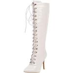 Weiße Lack-Optik Spitze High-Heel Stiefel mit Reißverschluss für Damen Größe 40 