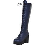 Blaue High-Heel Stiefel für Damen Größe 38 mit Absatzhöhe über 9cm für den für den Winter 