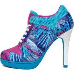 Blaue High Heel Stiefeletten & High Heel Boots aus Mesh für Damen Größe 44 mit Absatzhöhe 7cm bis 9cm 