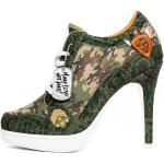 Bunte Camouflage High Heel Stiefeletten & High Heel Boots aus Mesh für Damen Größe 44 mit Absatzhöhe 7cm bis 9cm 