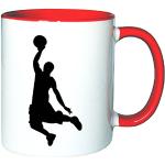 Mister Merchandise Kaffeetasse Becher Basketball Slamdunk Slam Dunk Dunking, Farbe: Weiß-Rot
