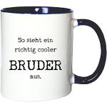 Mister Merchandise Kaffeetasse Becher So Sieht EIN richtig Cooler Bruder aus Geschwister Brother, Farbe: Weiß-Blau