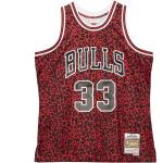 Rote Mitchell & Ness Chicago Bulls NBA T-Shirts mit Basketball-Motiv aus Jersey für Herren 