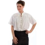 Weiße Unifarbene Kurzärmelige Hemad.de Stehkragen Mittelalter-Hemden & Mittelalter-Blusen aus Baumwolle für Damen Größe 3 XL 