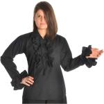 Schwarze Unifarbene Langärmelige Hemad.de Rüschenhemden aus Baumwolle für Damen Größe XS 