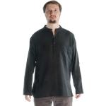 Schwarze Unifarbene Hemad.de Stehkragen Mittelalter-Hemden & Mittelalter-Blusen aus Baumwolle für Herren Größe 3 XL 